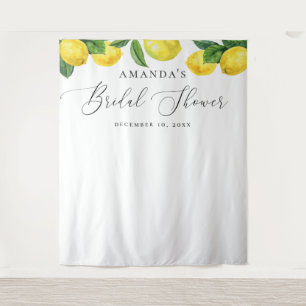 Lemon Bridal Shower Backdrop Watercolor Citrus