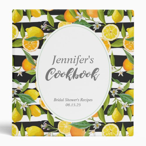 Lemon Bridal Shower Cookbook Recipe Binder