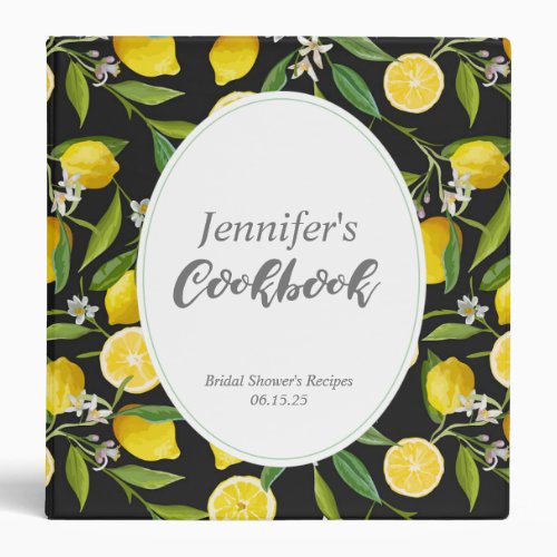 Lemon Bridal Shower Cookbook Recipe Binder