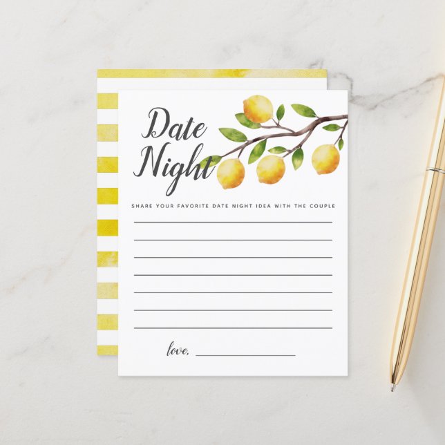 Lemon Bridal Shower Date Night Ideas (Front/Back In Situ)