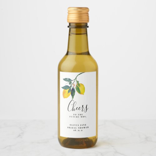 Lemon Bridal Shower Decor Mini Wine Label