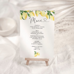 Lemon Bridal Shower Elegant Menu Invitation