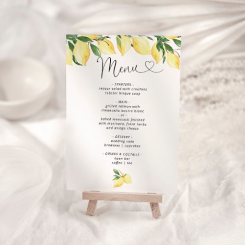  Lemon Bridal Shower Elegant Menu Invitation