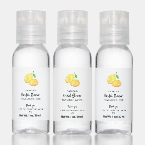 Lemon Bridal Shower Elegant Script Simple Chic Hand Sanitizer