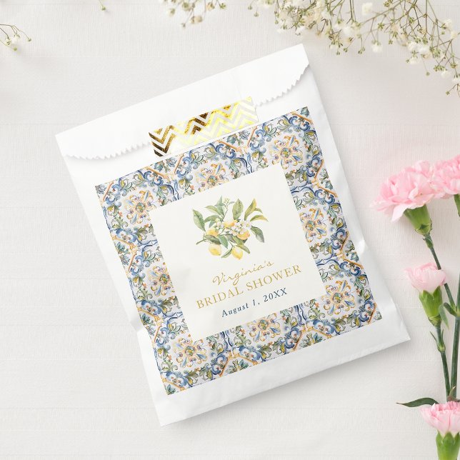 Lemon Bridal Shower Favor Bag (Elegant Italian Lemon Bridal Shower Favor Bag by Painted Paperie)