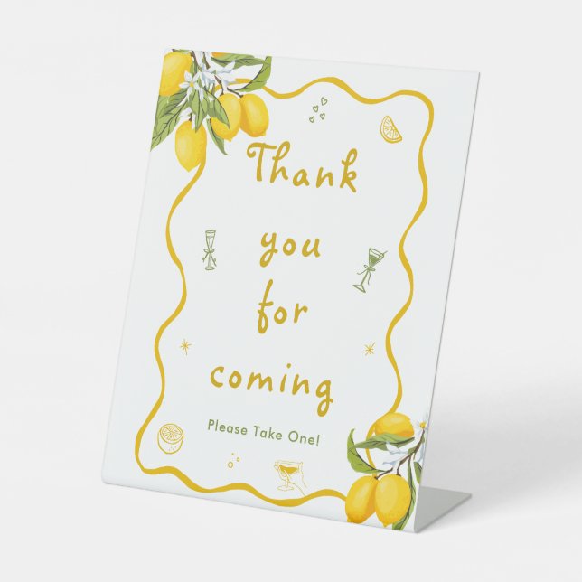 Lemon Bridal Shower Favor Pedestal Sign (Front)