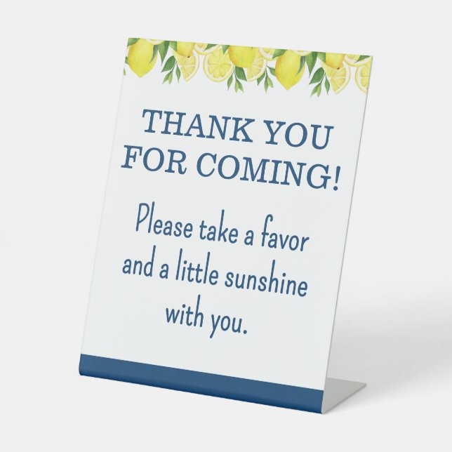Lemon Bridal Shower Favor Table Pedestal Sign (Front)