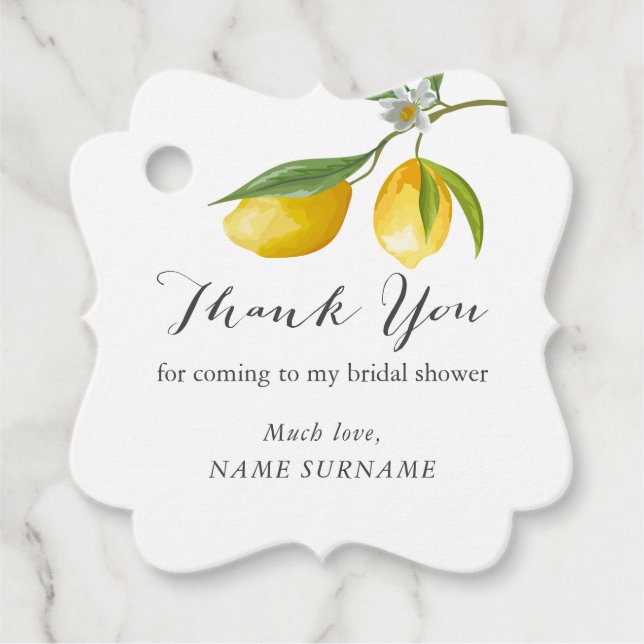 Lemon Bridal shower Favor Tags (Front)