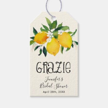 Lemon Bridal Shower  Grazie Gift Tags by FancyShmancyNotes at Zazzle