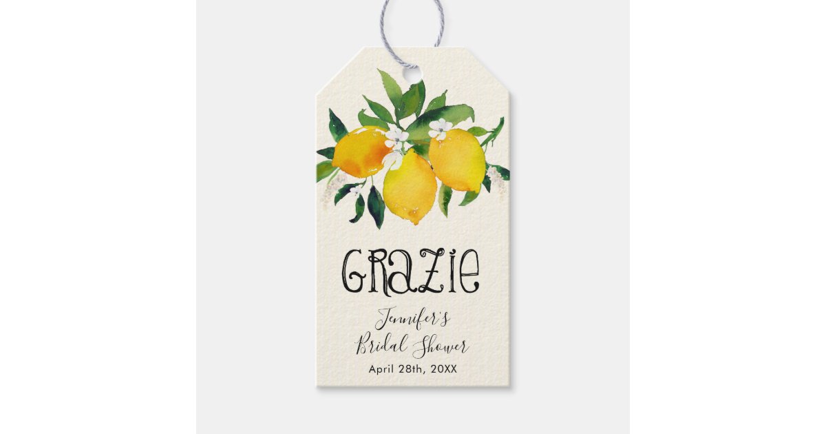 Lemon Bridal Shower, Grazie Gift Tags Zazzle