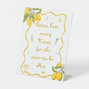 Lemon Bridal Shower Guess How Many Kisses Pedestal Sign