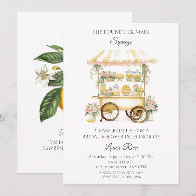 Lemon Bridal Shower Invitation (Front/Back)