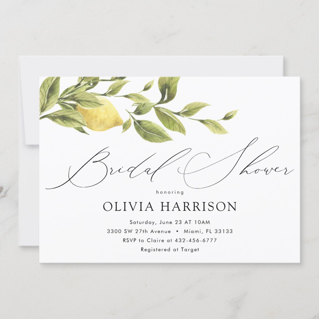 Lemon Bridal Shower Invitation Zazzle