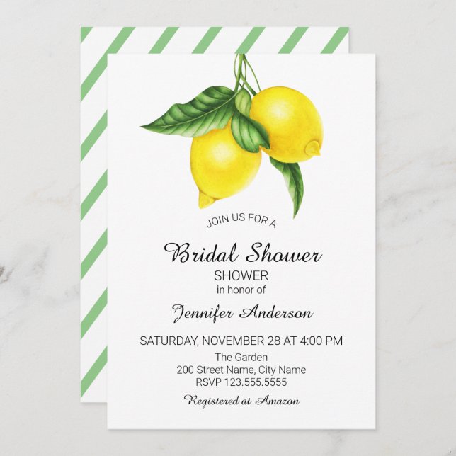 Lemon Bridal Shower Invitation (Front/Back)
