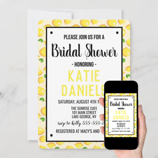 Lemon Bridal Shower Invitation Zazzle