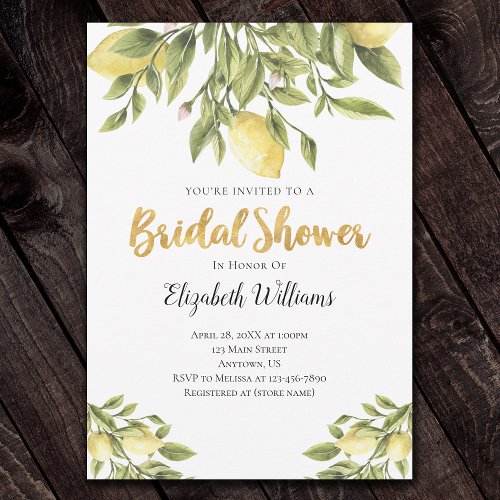 Lemon Bridal Shower Invitation