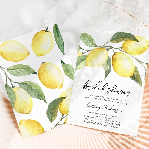 Lemon Bridal Shower Invitation  Citrus 