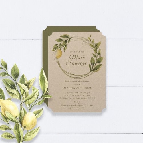 Lemon  Bridal Shower invitation main squeeze