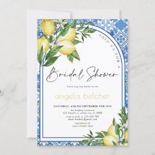 Lemon Bridal Shower - Italian Blue Tiles Invitation