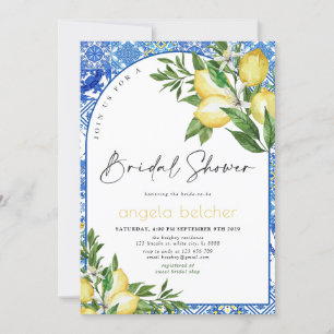 Lemon Bridal Shower - Italian Blue Tiles Invitation