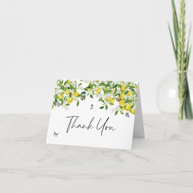 Lemon Bridal Shower Letterpress Thank You Card (Front)