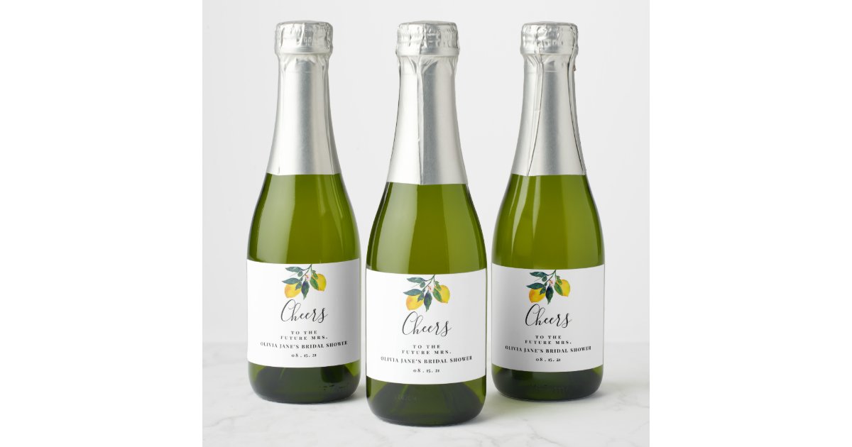 Lemon Bridal Shower Mini Champagne Label Zazzle Com