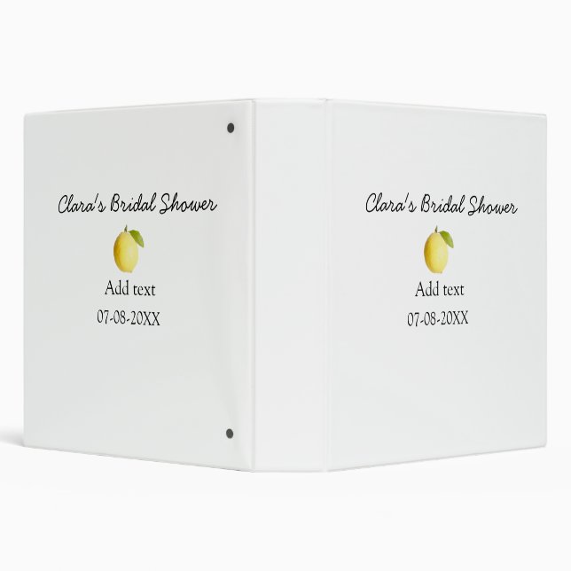 Lemon bridal shower modern simple minimal rustic b 3 ring binder (Background)
