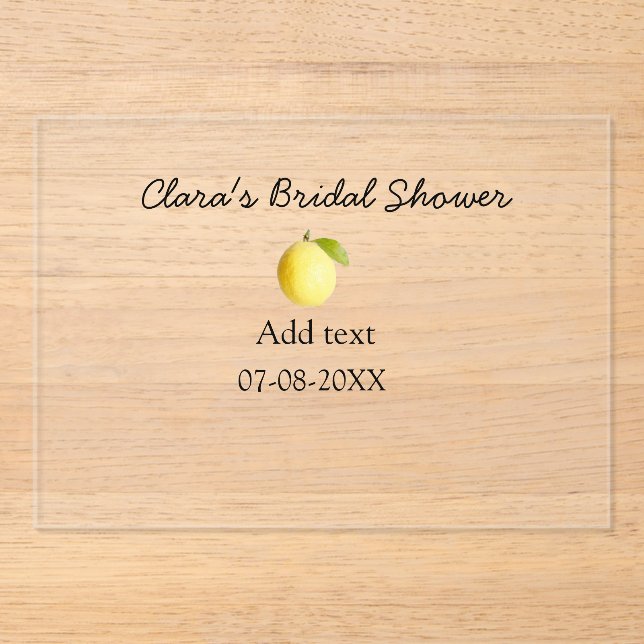 Lemon bridal shower modern simple minimal rustic b acrylic invitations (Front)