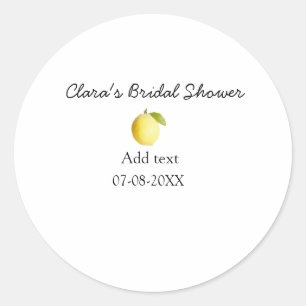 Lemon bridal shower modern simple minimal rustic b classic round sticker