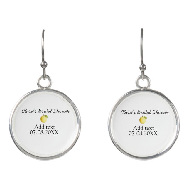 Lemon bridal shower modern simple minimal rustic b earrings (Front)