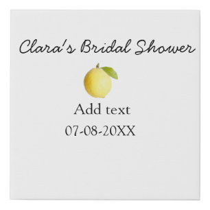 Lemon bridal shower modern simple minimal rustic b faux canvas print