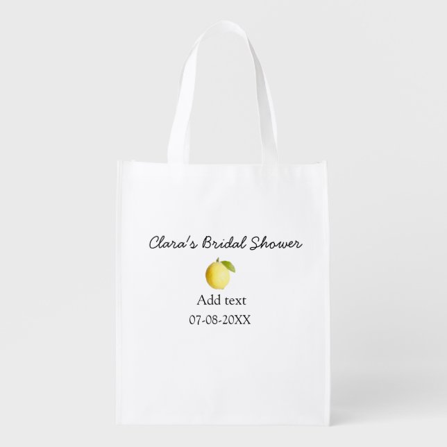 Lemon bridal shower modern simple minimal rustic b grocery bag (Front)