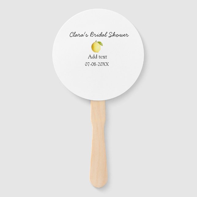 Lemon bridal shower modern simple minimal rustic b hand fan (Front)
