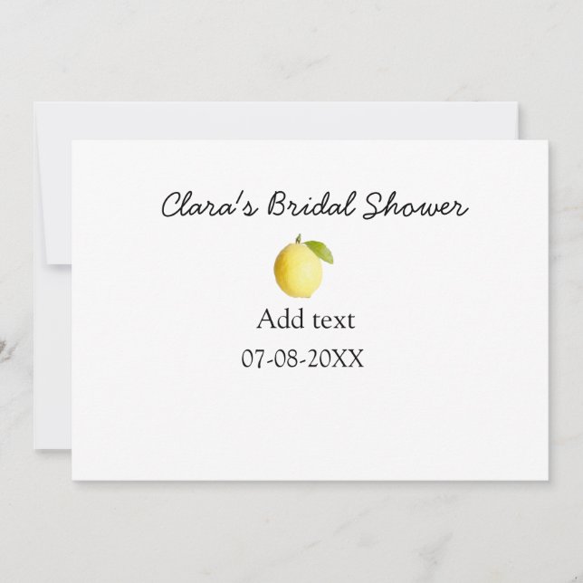 Lemon bridal shower modern simple minimal rustic b holiday card (Front)