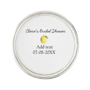 Lemon bridal shower modern simple minimal rustic b lapel pin