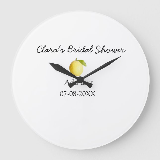 Lemon bridal shower modern simple minimal rustic b large clock (Front)