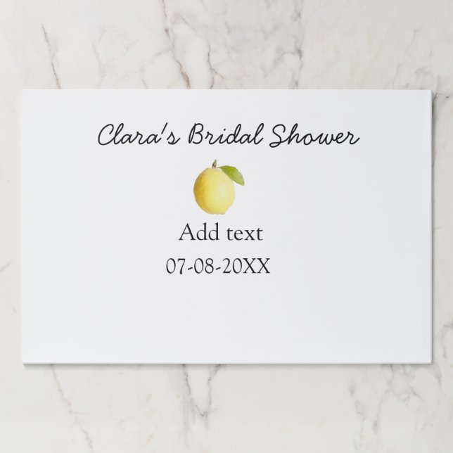 Lemon bridal shower modern simple minimal rustic b paper pad (Front)