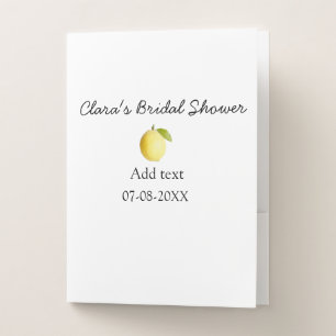 Lemon bridal shower modern simple minimal rustic b pocket folder