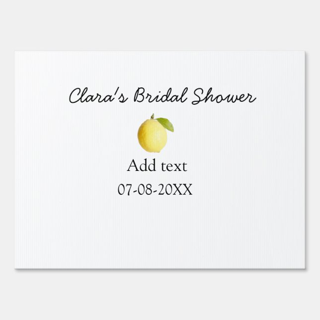Lemon bridal shower modern simple minimal rustic b sign (Front)