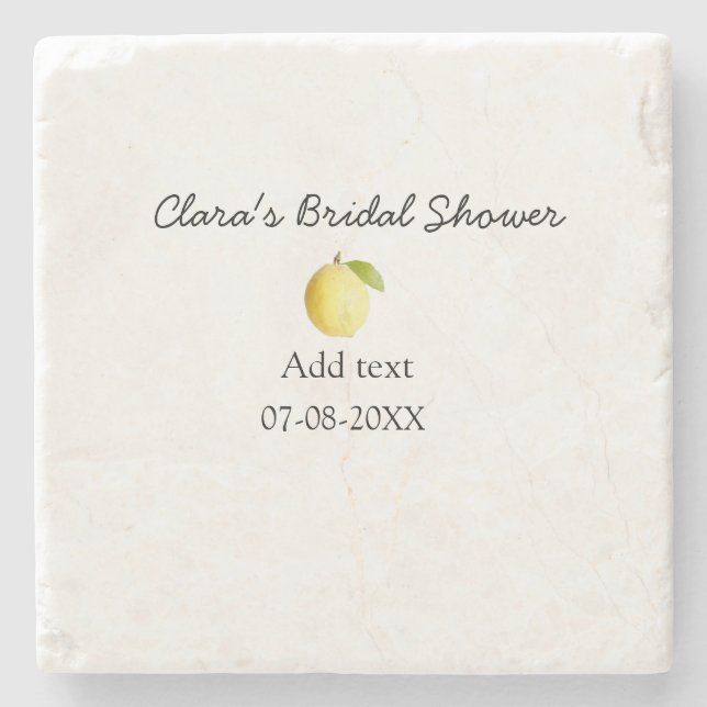 Lemon bridal shower modern simple minimal rustic b stone coaster (Front)