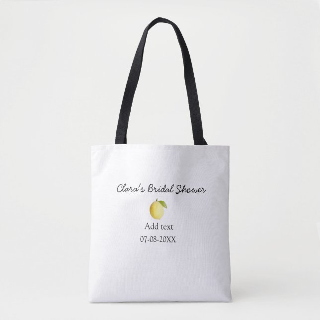 Lemon bridal shower modern simple minimal rustic b tote bag (Front)