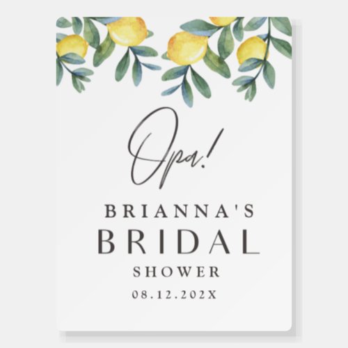Lemon Bridal Shower Opa Welcome Foam Board Sign