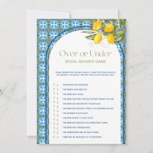 Lemon Bridal Shower Over Or Under Game Card