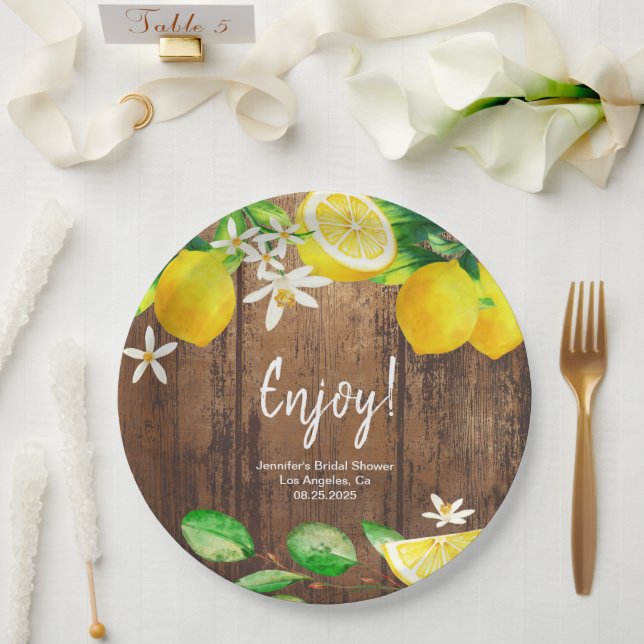 Lemon Bridal Shower Paper Plates (Wedding)