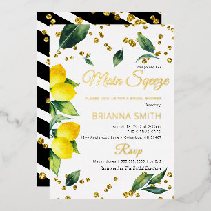 Lemon Bridal Shower Real Foil Invitation
