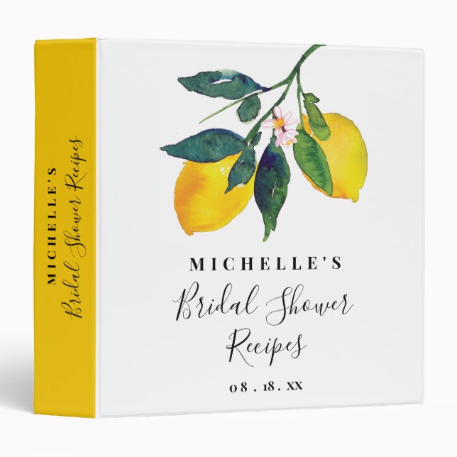 Lemon Bridal Shower Recipe Binder (Front/Spine)