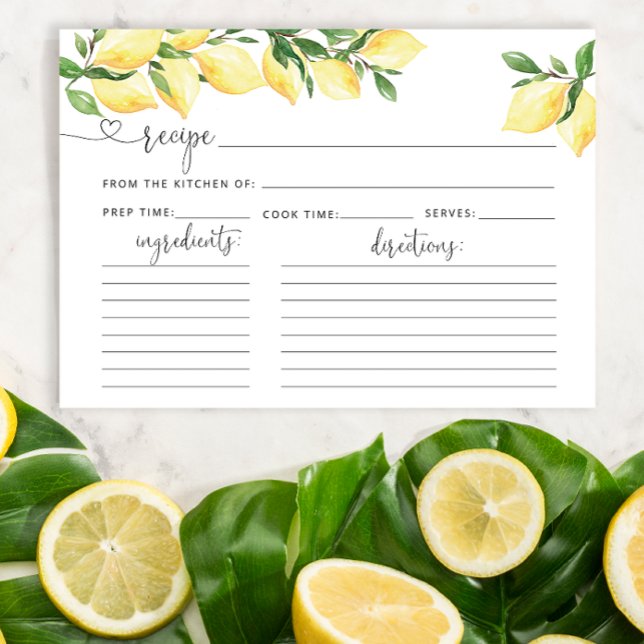 Lemon Bridal Shower Recipe Card (Creator Uploaded)