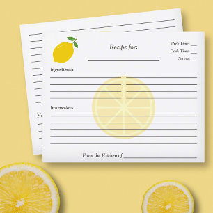 Lemon Bridal Shower Recipe Card