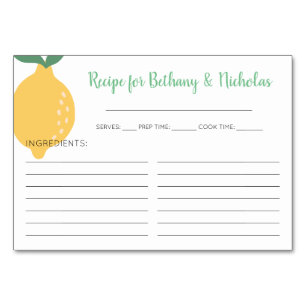 Lemon Bridal Shower Recipe Cards