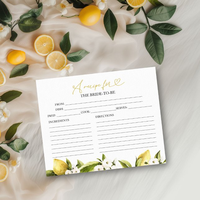 Lemon Bridal Shower Recipe Cards (Creator Uploaded)